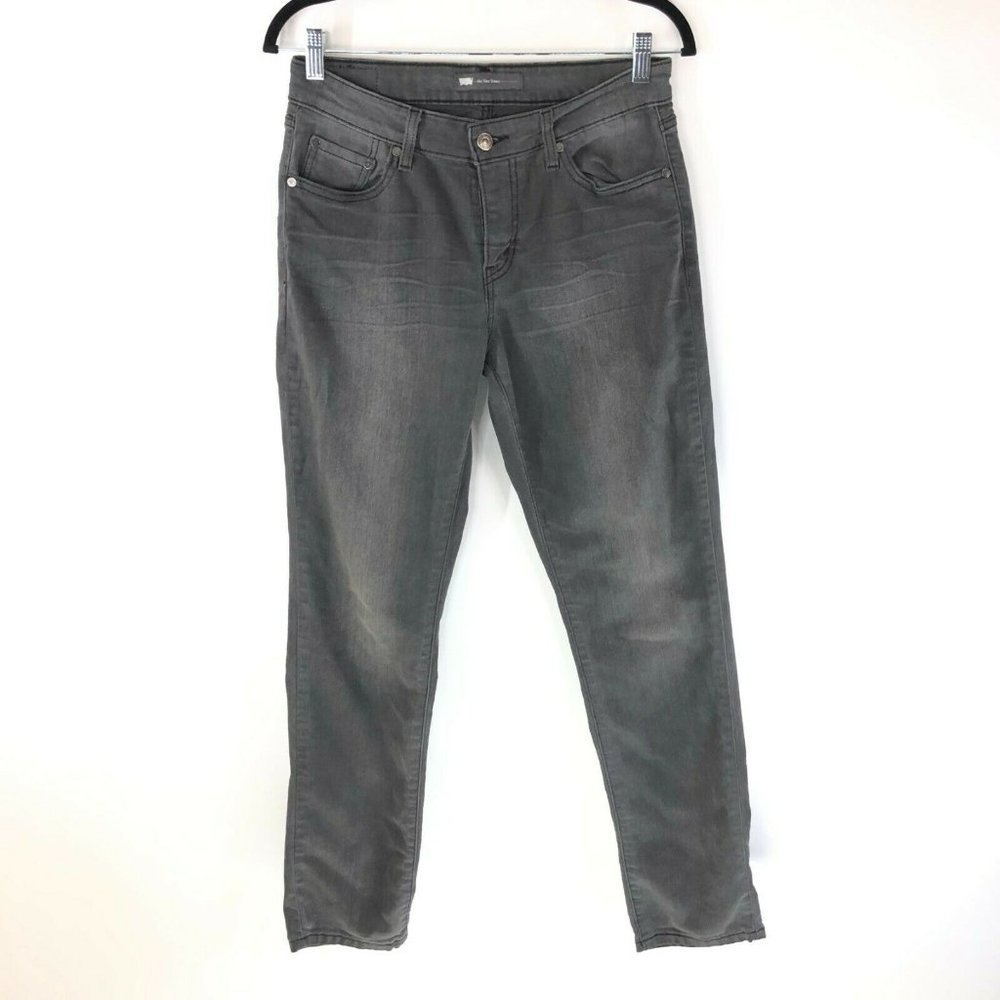 Levis Womens Jeans Mid Rise Skinny Stretch Gray Size 8